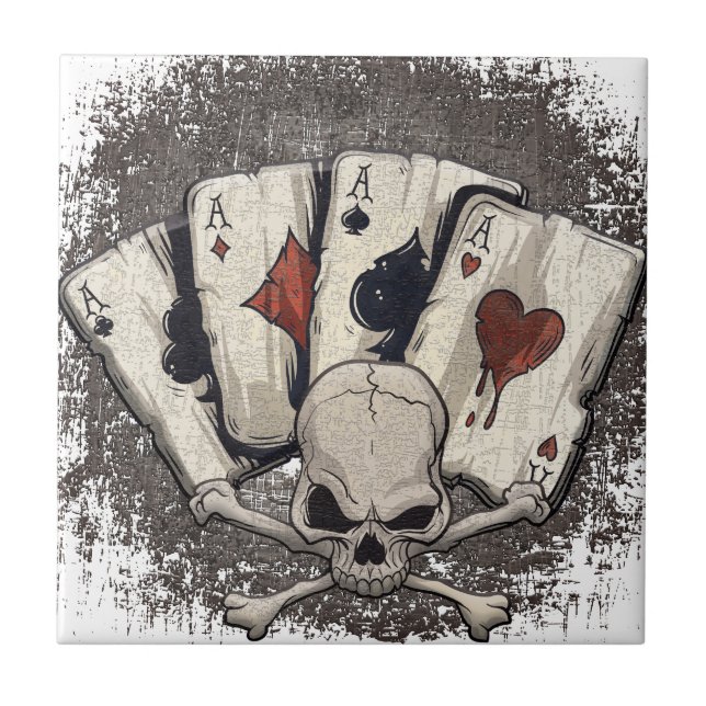 Wellcoda Ace Playing Cards Skull Casino Tile (Front)