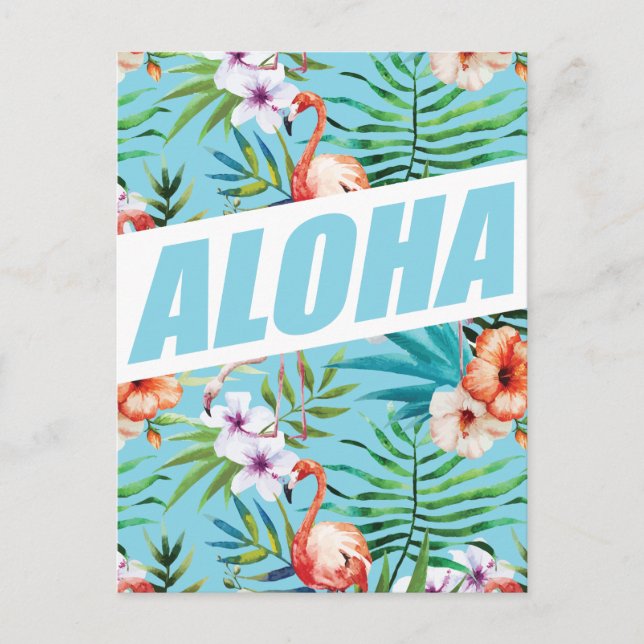 Wellcoda Aloha Summer Flamingo Holiday Postcard (Front)
