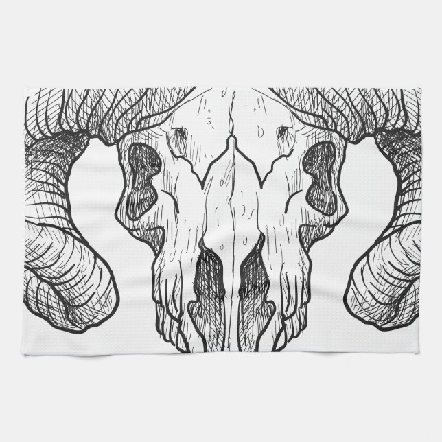 Wellcoda Evil Animal Skull Sacrifice Head Tea Towel (Horizontal)