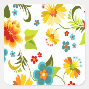 Wellcoda Flower Power Garden Yard Life Fun Square Sticker