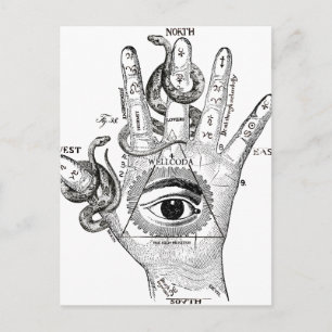 Wellcoda Illuminati Compass Snake Hand Postcard