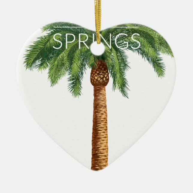 Wellcoda Palm Springs Holiday Summer Fun Ceramic Tree Decoration (Front)