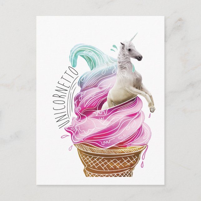 Wellcoda Unicorn Cornetto Fun Ice Cream Postcard (Front)