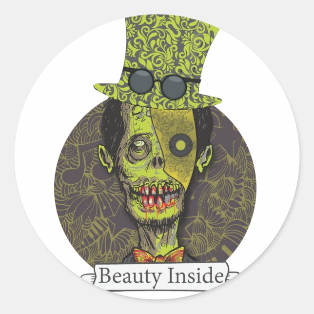 Wellcoda Zombie Dead Monster Scary Creepy Classic Round Sticker (Front)