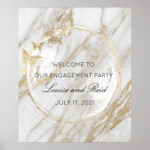 Wellcome To Wedding Engagement Golden Frame Poster