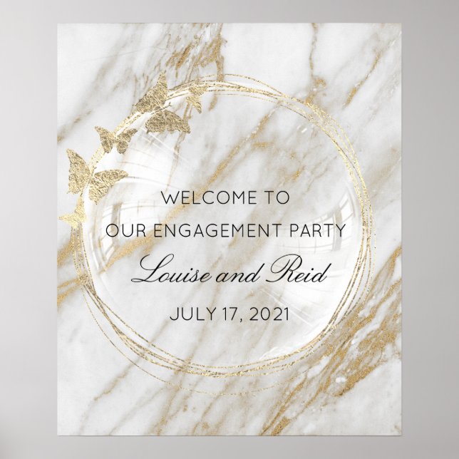  Wellcome To Wedding Engagement Golden Frame Poster (Front)
