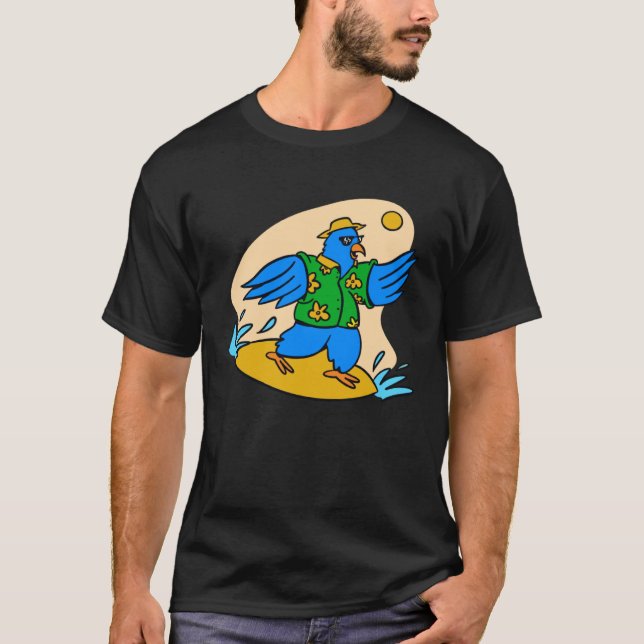 wellensittich surf surfing bird T-Shirt (Front)