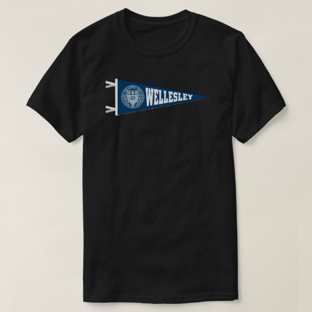 Wellesley Pennant Sticker T-Shirt (Design Front)