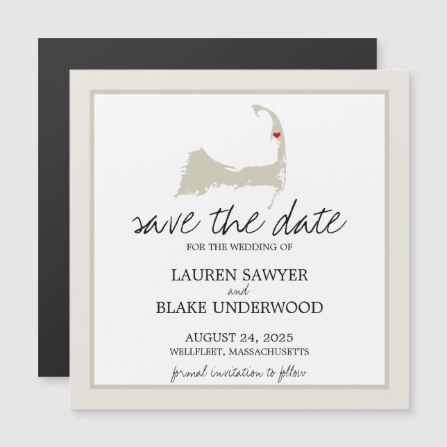 Wellfleet Cape Cod Wedding Save the Date Magnetic Invitation (Front/Back)