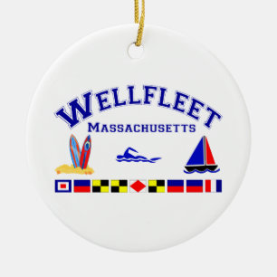 Wellfleet MA Signal Flags Ceramic Tree Decoration