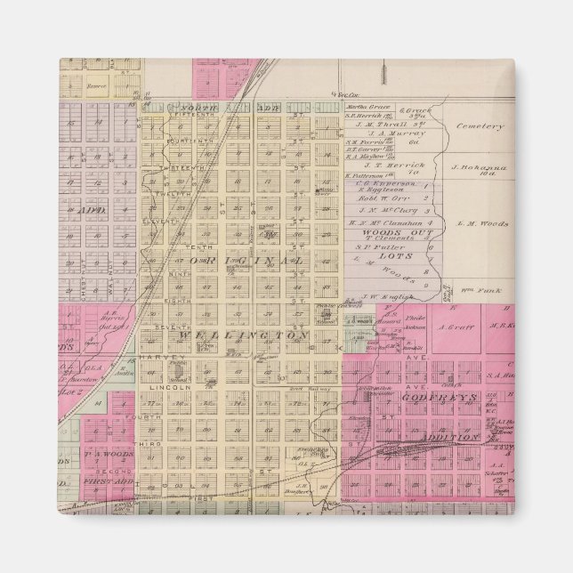 Wellington, Beaumont, Brainar,d and Benton, Kansas Magnet (Front)
