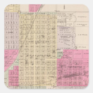 Wellington, Beaumont, Brainar,d and Benton, Kansas Square Sticker