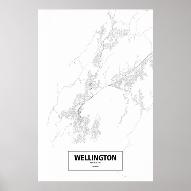 Wellington, New Zealand (black on white) Poster (Front)
