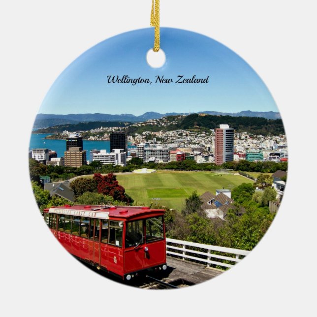 Wellington, New Zealand Ceramic Tree Decoration (Back)