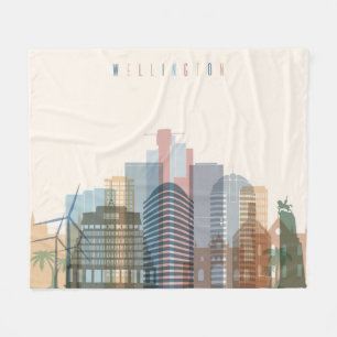 Wellington, New Zealand City Skyline Fleece Blanket