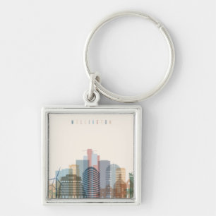 Wellington, New Zealand City Skyline Key Ring
