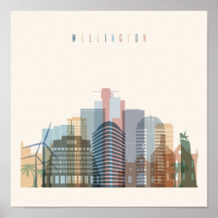Wellington, New Zealand City Skyline Poster
