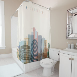 Wellington, New Zealand   City Skyline Shower Curtain