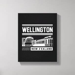 Wellington New Zealand Modern Typography Design Canvas Print