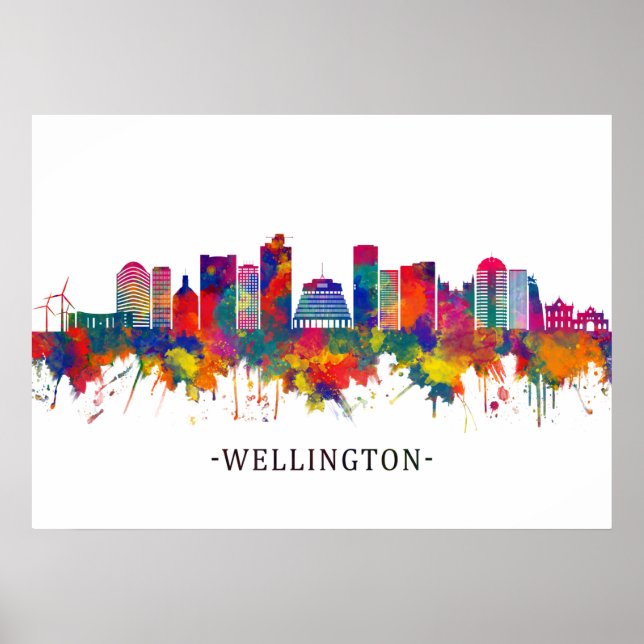 Wellington New Zealand Skyline Poster (Front)