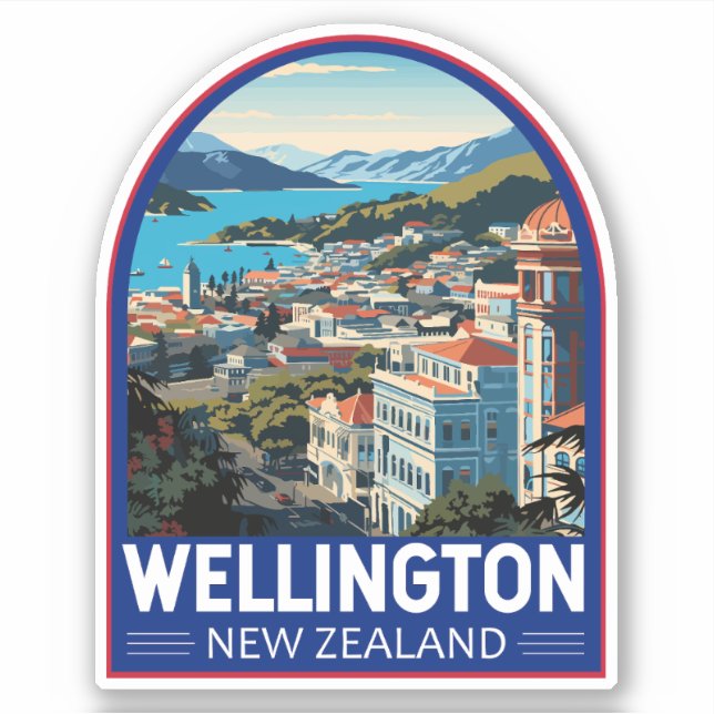 Wellington New Zealand Travel Art Vintage (Front)