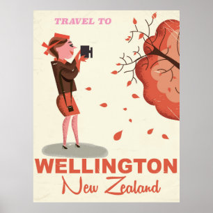 Wellington New Zealand vintage style travel poster