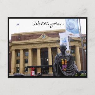 wellington railway statue postcard