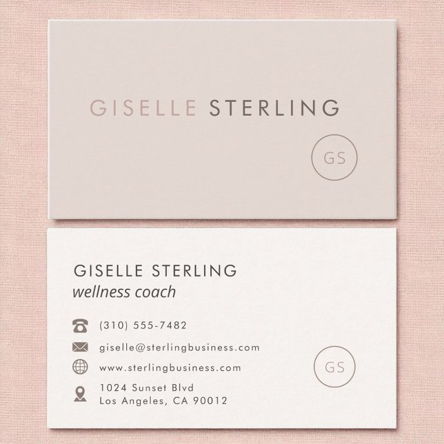 Wellness Coach Blush Pink Minimalist Luxury  Business Card (Creator Uploaded)