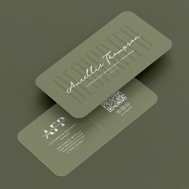 Wellness Coach Modern Personal Trainer Sage Green Business Card (Wellness Coach Modern Personal Trainer Sage Green Business Card
)