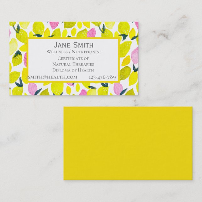Wellness coach Nutritionist freelance health Busin Business Card (Front/Back)