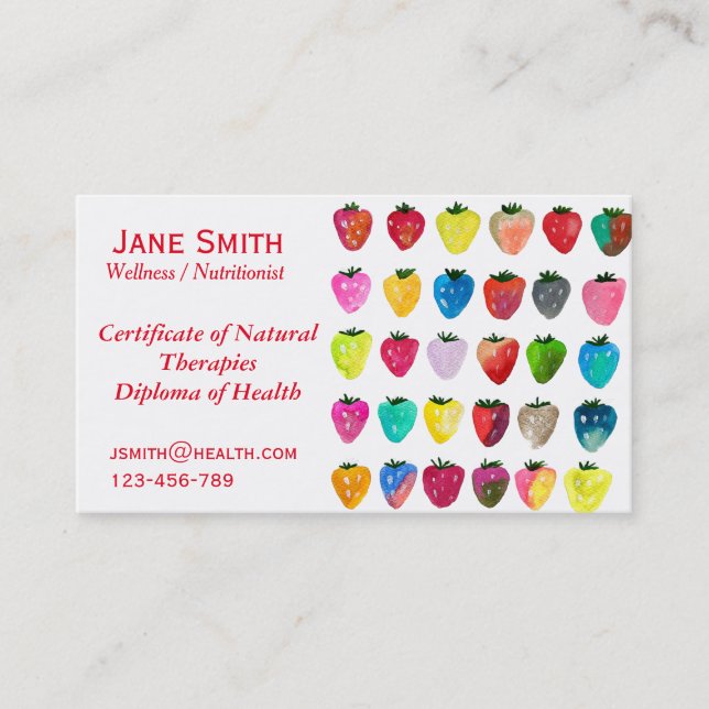 Wellness coach Nutritionist freelance health Business Card (Front)