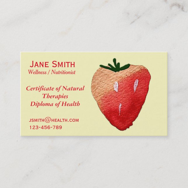 Wellness coach Nutritionist freelance health Business Card (Front)