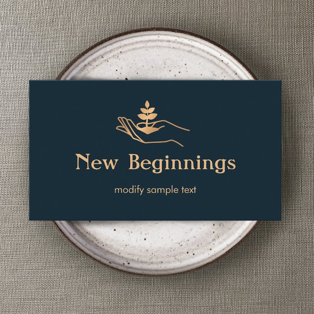 Wellness Counsellor Hand Holding Leaf Plant Business Card (Creator Uploaded)