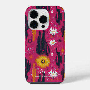 Wellness Desert Blooms with Bold Magenta & Cacti iPhone 14 Pro Case