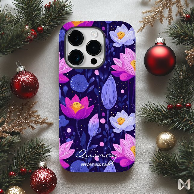 Wellness Elegant Lotus Blooms in Radiant Purples Case-Mate iPhone Case (Creator Uploaded)