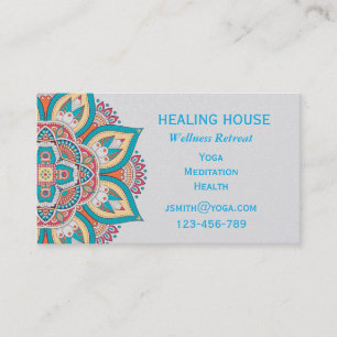 Wellness health retreat mandala business card