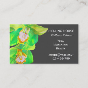 Wellness health retreat modern orchid flower business card