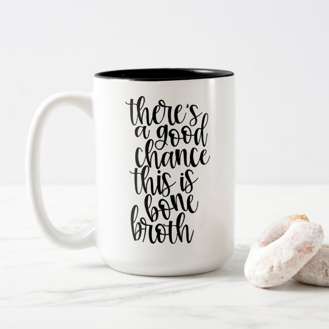 Wellness Holistic Health Bone Broth Two-Tone Coffee Mug (With Donut)