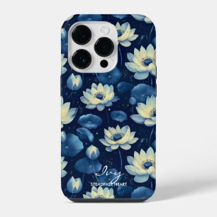 Wellness Lotus Blossom Soft Yellow & Deep Blue iPhone 14 Pro Case