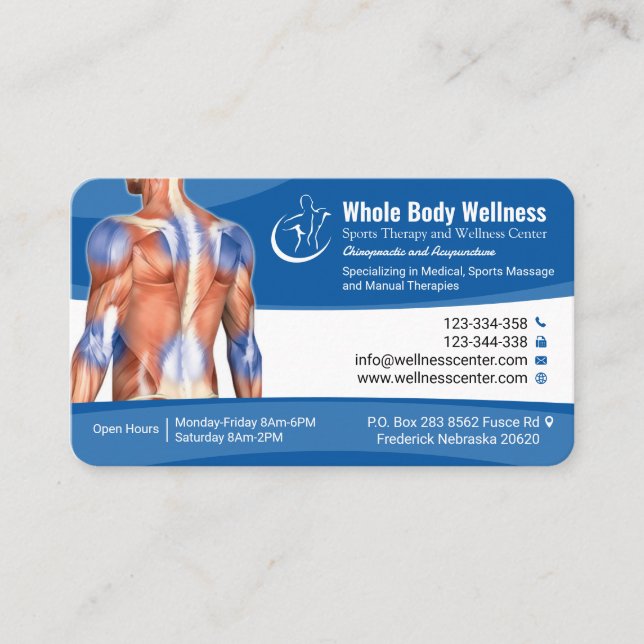 Wellness, Manual Therapy, Sports Massage, Medical Business Card (Front)