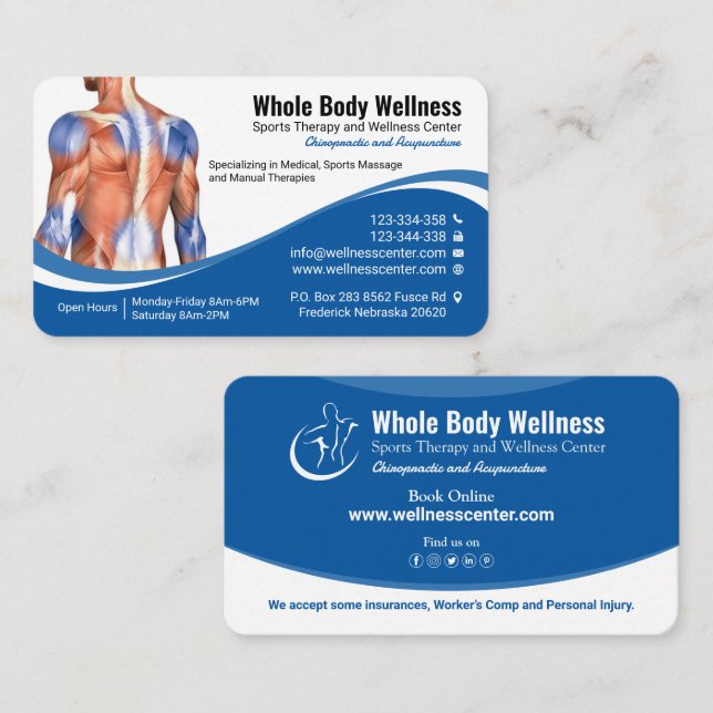 Wellness, Manual Therapy, Sports Massage, Medical Business Card (Front/Back)