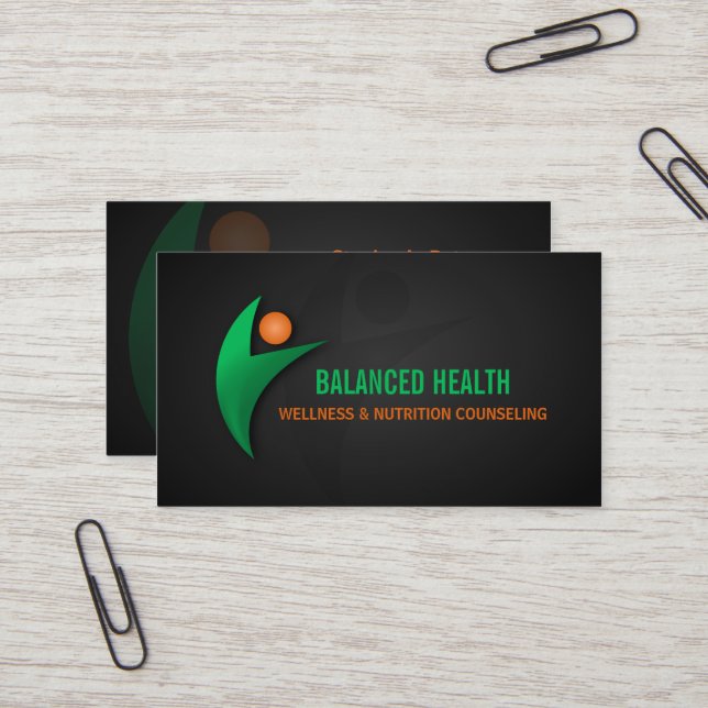 Wellness Nutrition and Fitness Coach Business Card (Front/Back In Situ)