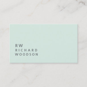 Wellness Pale Mint Minted Name Initials   Simple Business Card