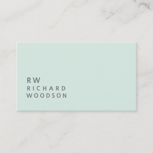 Wellness Pale Mint Minted Name Initials | Simple Business Card (Front)