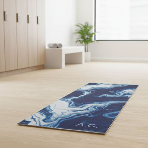 Wellness Waters Exercise Mat - Navy Blue Fluid