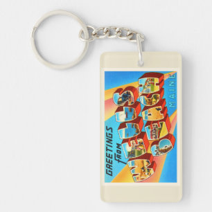 Wells Beach Maine ME Old Vintage Travel Souvenir Key Ring