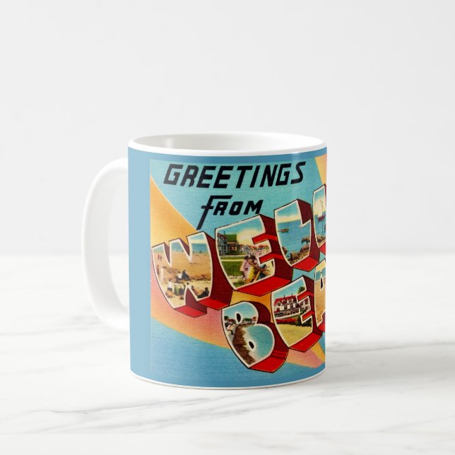 Wells Beach ME Postcard Coffee Mug (Front Left)