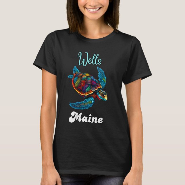 Wells Beach Turtle Maine Vacation Family Trip Matc T-Shirt (Front)