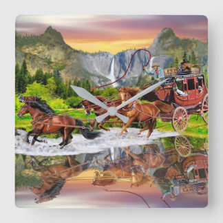  WELLS FARGO STAGECOACH SQUARE WALL CLOCK