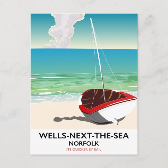 Wells-next-the-Sea Norfolk Beach travel poster Postcard (Front)
